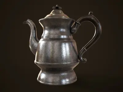 Vintage metal teapot Low-poly 3D model