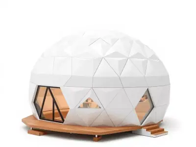 White Geodesic Dome model pack Low-poly 3D model