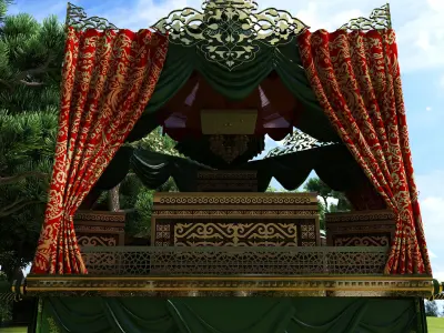 Palanquin 2 traditional islamic tent with canopy 3D model