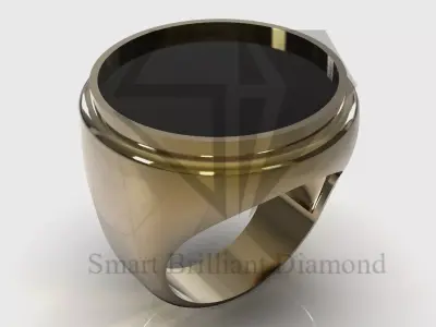 Men gemstone ready to cast gold ring model mr0333 3D print model