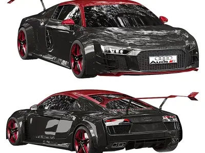AUDI R8 Low-poly 3D model by GANIBOEV-KHASANBEK from CGTrader (Low-poly)