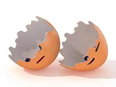 Egg Cracked Emoji N001 Low-poly 3D model