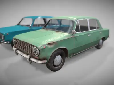 80s Russian Car Low poly Low-poly 3D model