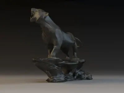Ferocious tiger bronze stone city sculpture 3D model