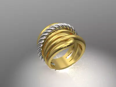 Luxury two-tone spiral stl 3dm ring model gr0001 3D print model