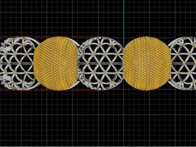 128 Golden Harmony Filigree Bangle Dome  3D print model