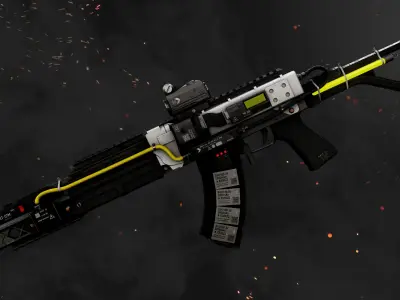 Sci-fi rifle AK series game ready PBR Low-poly 3D model