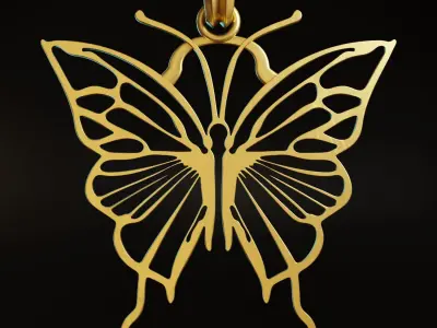 Butterfly Stylized Pendant Amulet Necklace Design 3D print model