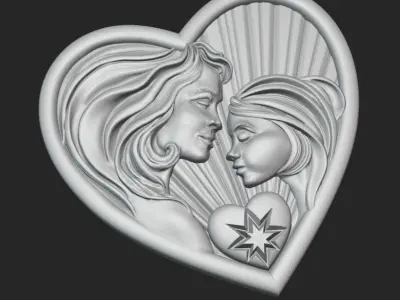 Mother-daughter 3D print model
