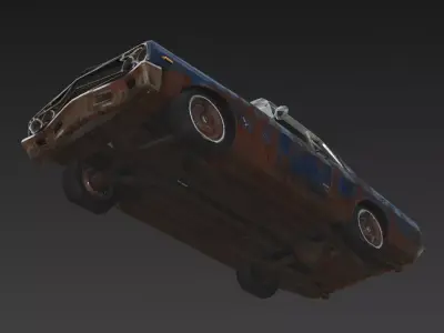 Abandoned Rusty Sedan 3D Model PBR Low-poly 3D model
