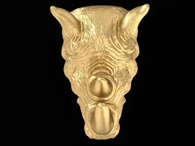 Realistic Rhino Head Men Ring 8357 2459 3D print model