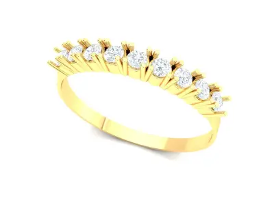 White Gold Classic Half Band Emerald Ring 3D Model Print Ready 3D print model