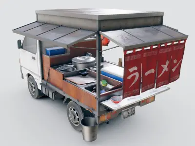 Japanese Ramen Van Low-poly 3D model