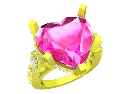 A7691 Luxury Heart Diamond Women Ring 3D Print 3D print model