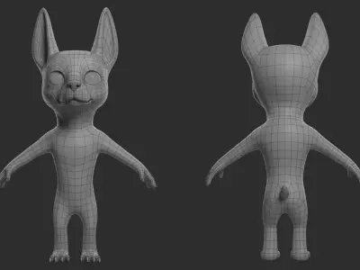 Doberman Dog Cartoon Low-poly 3D model