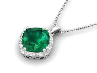 AV 605 Cushion and Round Diamond Ladies Halo Pendant 3D print model