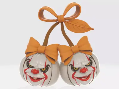 Creepy Clown Pumpkin Cherry Decor Halloween Horror Ornament  3D print model