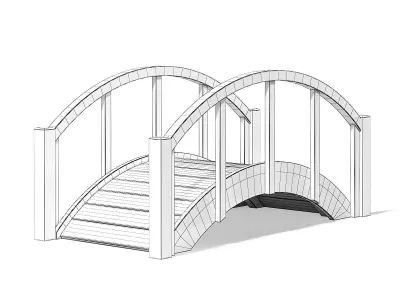 Small Dark Wooden Bridge 3D Model 3D model