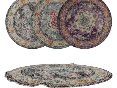 Round Rug Set 217 3D model
