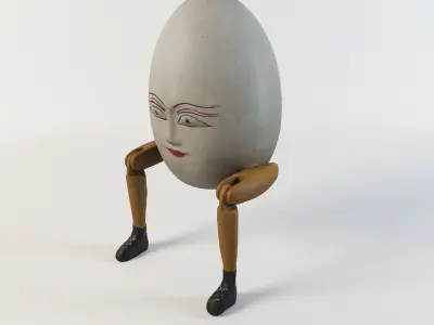 Sitting Wooden Figure Humpty Dumpty 3d scan 3D model