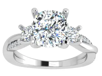 Cushion Diamond Twisted Ring 4528 3D print model