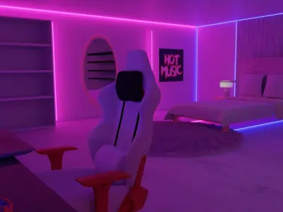 Gaming Bedroom Setup 3D model