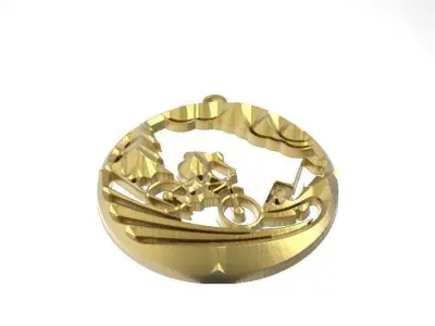 cyclist rose gold pendant with man riding bike 3D print model