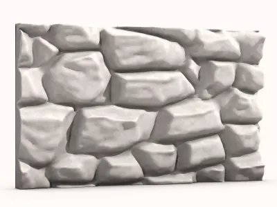 Ancient Battered Stone Wall Section 3D model