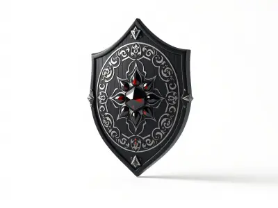 Sacred Shield Polished Ebony Silver Sigils model pack Low-poly 3D model