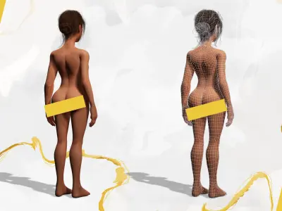 Stylized cartoon woman in bikini Low-poly 3D model