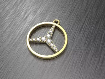 keychain mercedes benz emblem pendant 3D print model