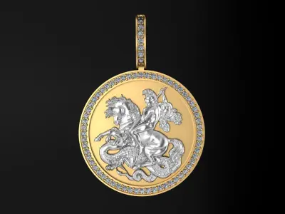 Saint George the Victorious pendant model 3D print model 3D print model