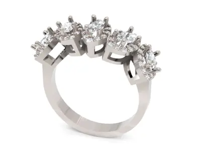 Luxury Marquise Diamond Halo Ring Gold Cocktail Ring 3D print model