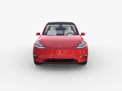 Tesla Model Y RWD Red with interior and chassis 3D model
