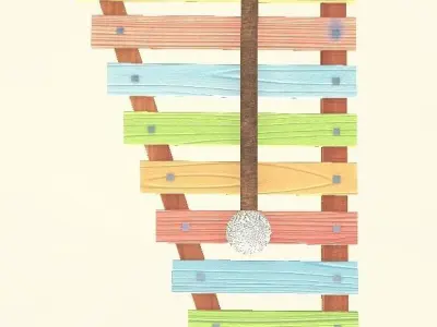 Low Poly Xylophone And Mallet Low-poly 3D model