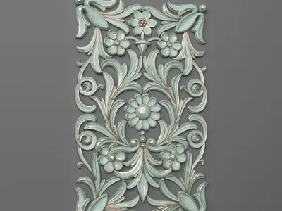 Panel-06 ornate wall plaque with flowers 3D print model