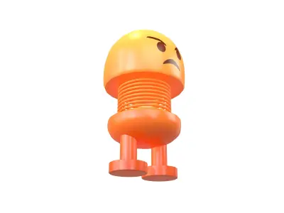 Car Spring Expression Decoration Toys Angry Face v1 003 Low-poly 3D model