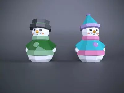 Low Poly  Snowman Model Origami 3D print model 3D print model 3D print model