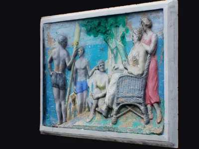 Decor Bas-Relief Georgian Family At Sea Relief Man Woman 3D model