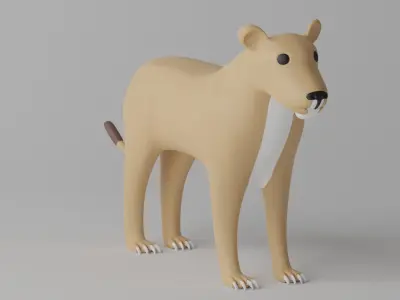 Cartoon Cute Lioness 3D model