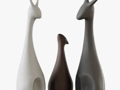 Family of deer 3D model