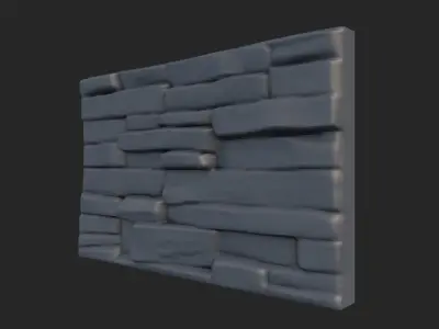 Torn Down Stone Wall Rubble 3D model
