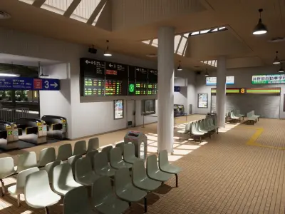 Japanese Railway Station - Realistic Environment Low-poly 3D model