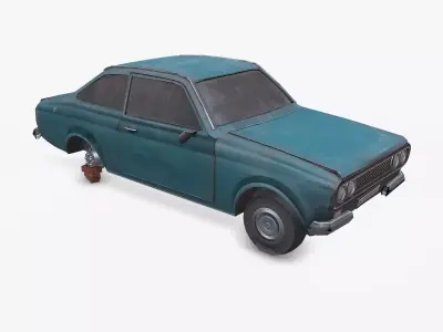 Old Abandoned Car Low-poly PBR Low-poly 3D model