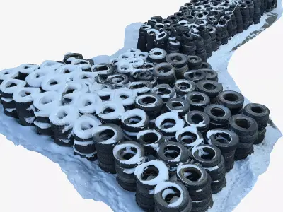 A pile of old car tires Scan Low-poly 3D model