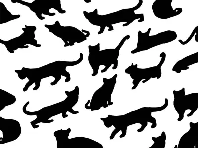 Cat Silhouettes Symbols 01 Low-poly 3D model