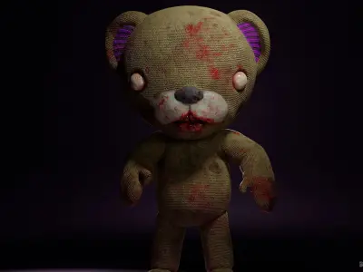 Scary bear toy Low-poly 3D model