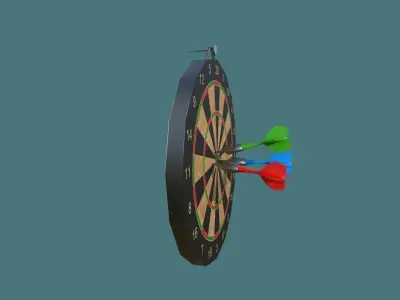 Dartboard dart board with three darts Low-poly 3D model