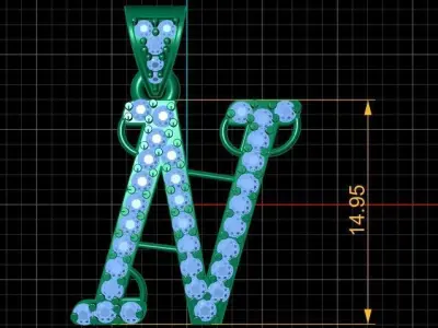 ALPHABET N PENDANT 3D PRINTABLE MODEL 3D print model