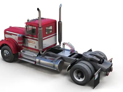 Kenworth W900A singe axle Low-poly 3D model